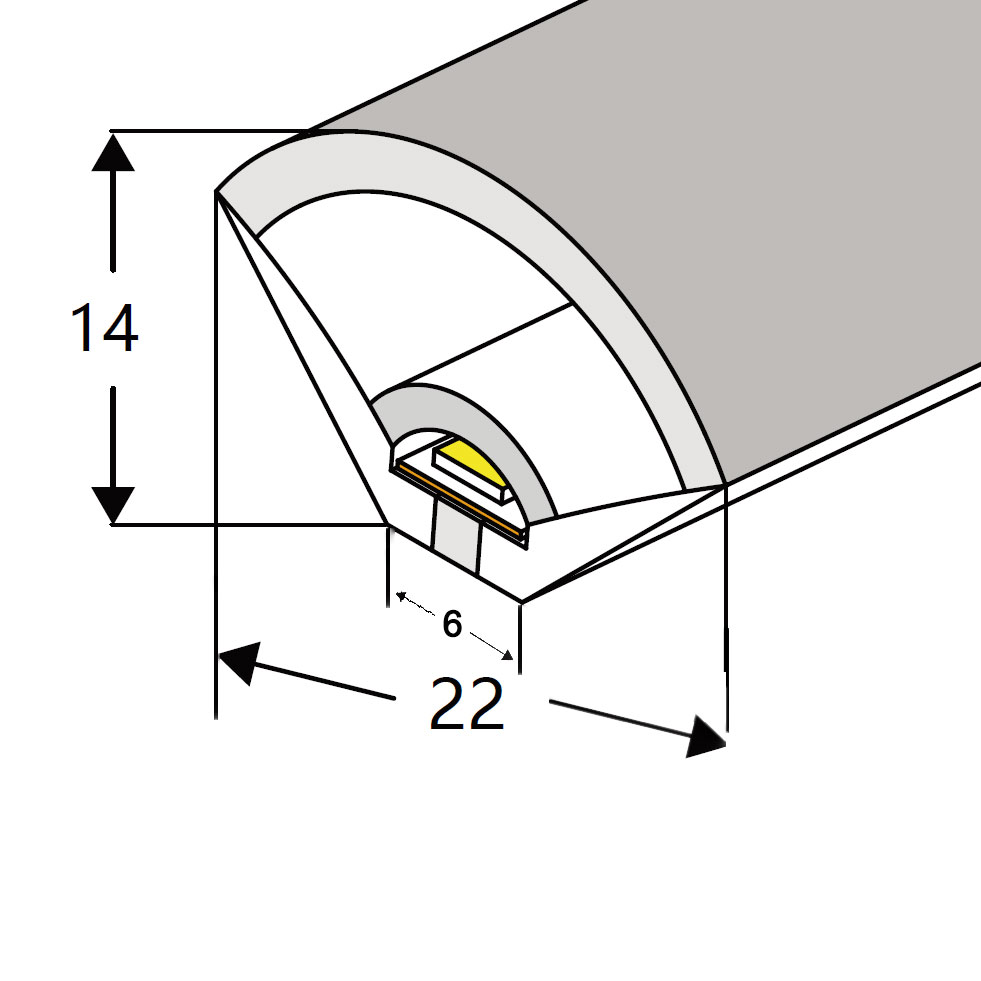 22*14mm Sector 120° Top Emitting Silicone LED Channel For 5mm Thin LED Strip 22*14mm Sector 120° Top Emitting Silicone LED Channel For 5mm Thin LED Strip